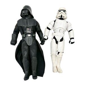 Vintage 1997 Kenner Star Wars Darth Vader and Stormtrooper Action Figures 12 in
